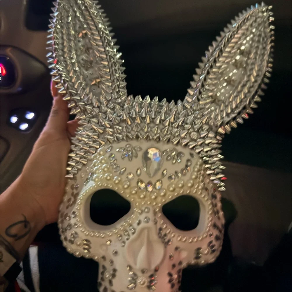 Silver Studded Rabbit Mask - Picture 1 of 1